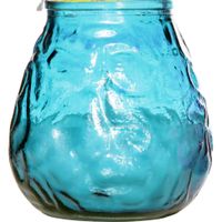 1x Horeca kaarsen blauw in kaarshouder van glas 7 cm brandtijd 17 uur