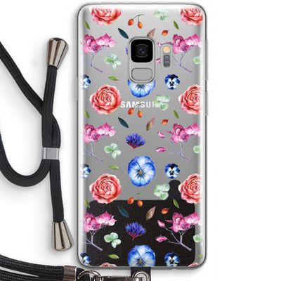 Bloemetjes: Samsung Galaxy S9 Transparant Hoesje met koord
