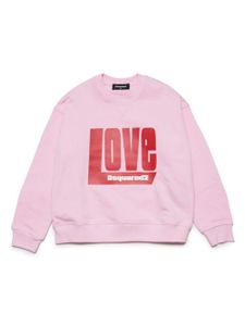 DSQUARED2 KIDS sweat en coton à slogan imprimé - Rose