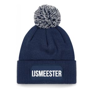 IJsmeester muts met pompon - unisex - one size - navy