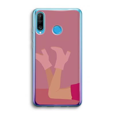 Pink boots: Huawei P30 Lite Transparant Hoesje