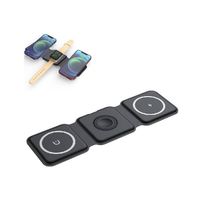 iBello draadloze oplader multifunctionele oplaadstandaard voor iPhone, iWatch en AirPods 3-in-1 zwart - thumbnail