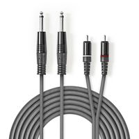 Nedis Stereo-Audiokabel | 2x 6,35 mm Male | 2x RCA Male | 3 m | 1 stuks - COTH23320GY30 COTH23320GY30
