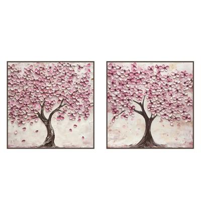 Canvas Home ESPRIT Beige Roze Donkerbruin Romantiek 103 x 4,5 x 103 cm (2 Stuks)
