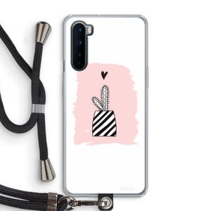 Zwart-wit cactus: OnePlus Nord Transparant Hoesje met koord
