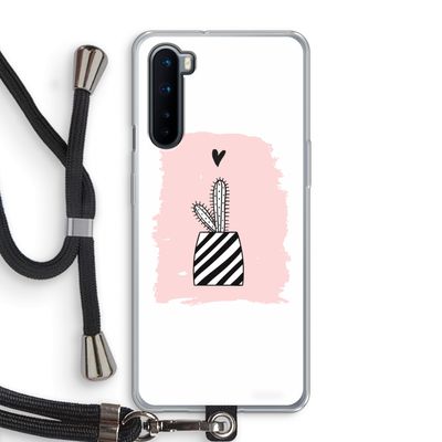 Zwart-wit cactus: OnePlus Nord Transparant Hoesje met koord