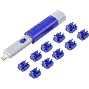 Renkforce RF-4695234 RJ45 LAN-poortslot Set van 10 stuks Zilver-blauw Incl. 1 sleutel