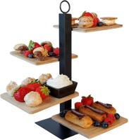 Cosy & Trendy Etagere 4 Laags / Serveertoren + Schaaltje - Zwart Metaal