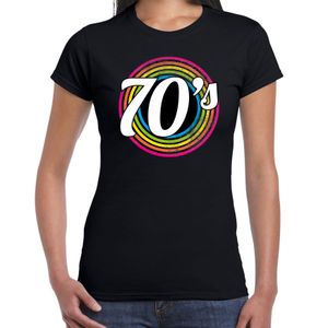 70s / seventies verkleed t-shirt zwart voor dames - 70s, 80s party verkleed outfit