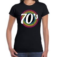 70s / seventies verkleed t-shirt zwart voor dames - 70s, 80s party verkleed outfit