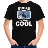 Dieren grote orka t-shirt zwart kinderen - orcas are cool shirt jongens en meisjes - thumbnail