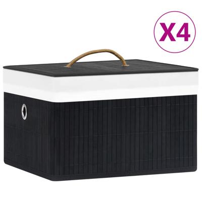 VidaXL Opbergboxen 4 st bamboe zwart