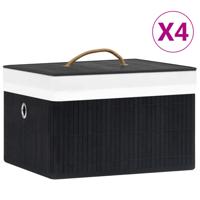 VidaXL Opbergboxen 4 st bamboe zwart