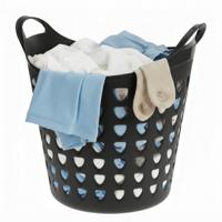 Excellent Houseware Flexibele wasmand - zwart - 26 liter - kunststof - 40 x 41 cm