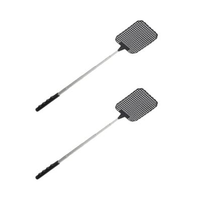 2x stuks uitschuifbare vliegenmeppers zwart 60 cm