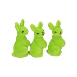 Kleine decoratie paashaasjes - groen - 5 cm - set 6x stuks - polyester