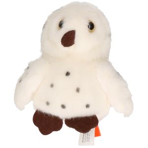 Pluche knuffel Uil vogel wit/zwarte stippen 13 cm