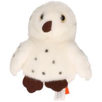 Pluche knuffel Uil vogel wit/zwarte stippen 13 cm    -