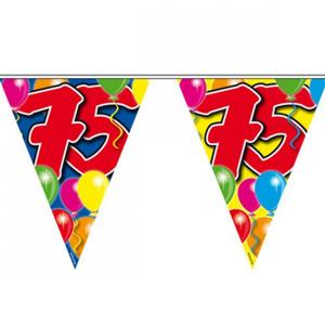 Leeftijd vlaggenlijn 75 jaar - 10 meter - plastic - 75e verjaardag slinger - vlaggetjes