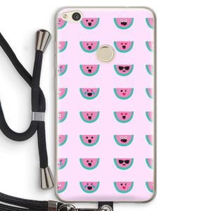 Smiley watermeloenprint: Huawei Ascend P8 Lite (2017) Transparant Hoesje met koord