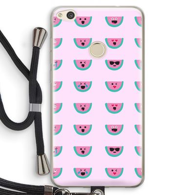 Smiley watermeloenprint: Huawei Ascend P8 Lite (2017) Transparant Hoesje met koord