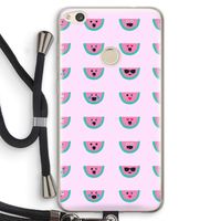 Smiley watermeloenprint: Huawei Ascend P8 Lite (2017) Transparant Hoesje met koord