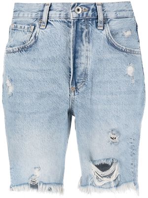 LIU JO short taille-haute en jean à effet usé - Bleu