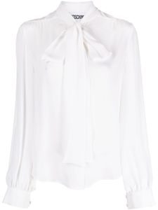 Moschino blouse en soie à col lavallière - Blanc