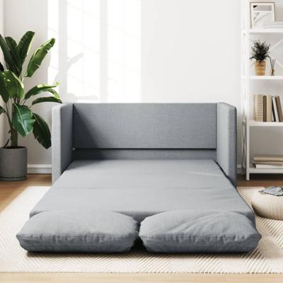 Slaapbank vloermodel 2-in-1 112x174x55 cm stof lichtgrijs