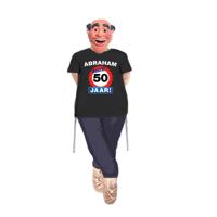 Abraham tuin pop opvulbaar - complete set - Abraham stopbord 50 jaar shirt - en masker