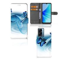 OPPO A77 5G | A57 5G | Telefoonhoesje | Met pasjeshouder | Vlinders