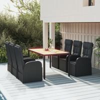 7-delige Tuinset met kussens poly rattan zwart 7-delige Tuinset met kussens poly rattan zwart