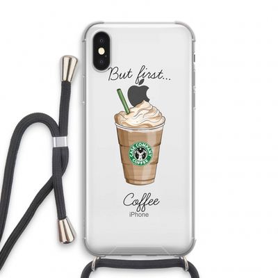But first coffee: iPhone XS Transparant Hoesje met koord