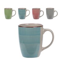 Set van 4x stuks luxe gekleurde stoneware bekers/koffiekopjes 270 ml   -