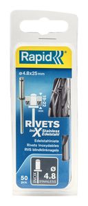 Rapid blindklinknagel rvs + drill 4.8x25mm (50st)