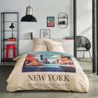 Beddengoedset - TODAY - JAVA - 2 personen - 240x220 cm - Katoen - New York print - Beige