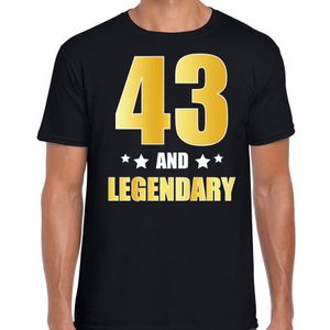 43 and legendary verjaardag cadeau t-shirt goud 43 jaar zwart voor heren