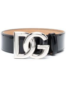 Dolce & Gabbana ceinture en cuir à logo DG - Noir