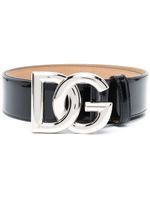 Dolce & Gabbana ceinture en cuir à logo DG - Noir - thumbnail