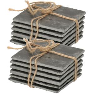 Leisteen onderzetters - 12x stuks - 10 x 10 cm - onderzetters voor glazen