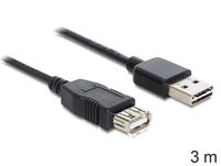 Delock USB-kabel USB 2.0 USB-A stekker, USB-A bus 3.00 m Zwart Stekker past op beide manieren, Vergulde steekcontacten, UL gecertificeerd 83372 - thumbnail