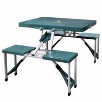 Campingtafel met vier stoelen extra licht aluminium inklapbaar (groen) - thumbnail