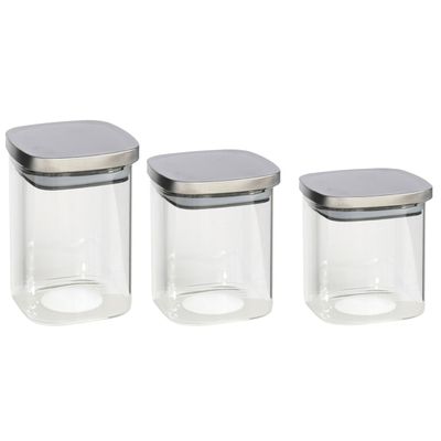 Set van 3x keuken voedsel opslag voorraadpotten glas in 3 formaten