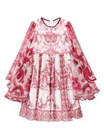 Dolce & Gabbana Kids robe drapée à imprimé Majolica - Blanc - thumbnail