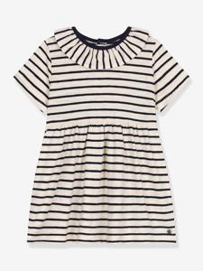 Gestreept babyjurkje PETIT BATEAU gemêleerd beige