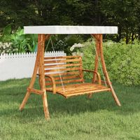 VidaXL Schommelframe met crèmekleur dak gebogen hout met teakafwerking