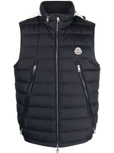 Moncler gilet matelassé à patch logo - Bleu