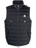 Moncler gilet matelassé à patch logo - Bleu - thumbnail