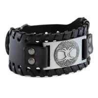 Verstelbare Viking Armband Noorse Levensboom Kunstleer Zilverkleurig