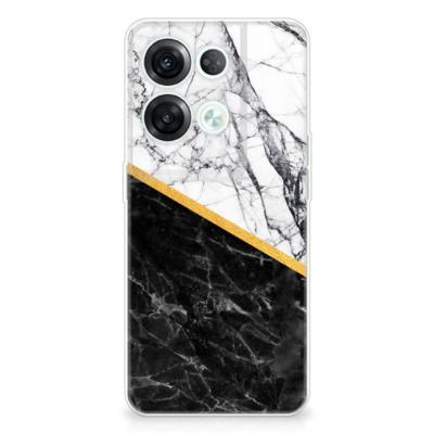 OPPO Reno8 Pro | TPU | Siliconen hoesje | Marmer Wit Zwart - Origineel Cadeau Man
